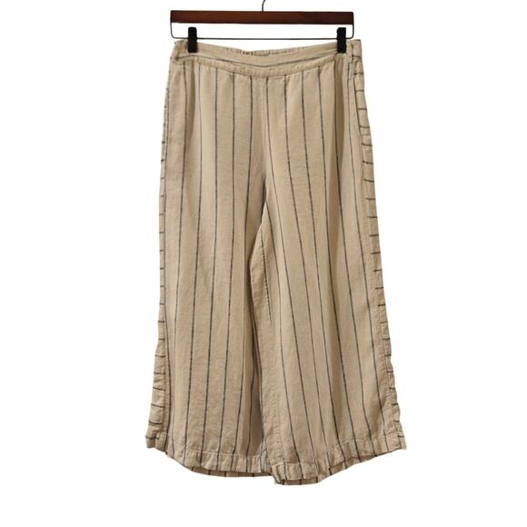 Anthropologie Pants - Anthropologie 100% Linen Striped Cropped Woven Pant Womens Small No Belt